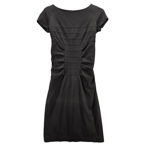 Escada Dresses & Skirts - Escada Black Pintuck Ruched Sheath Dress Short Sleeve Boat Neck Size 36 4